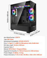 VEVOR Mid-Tower ATX PC Gaming Case Computer Case with 6 x 120 mm PWM ARGB Fans - Close-Up Angle