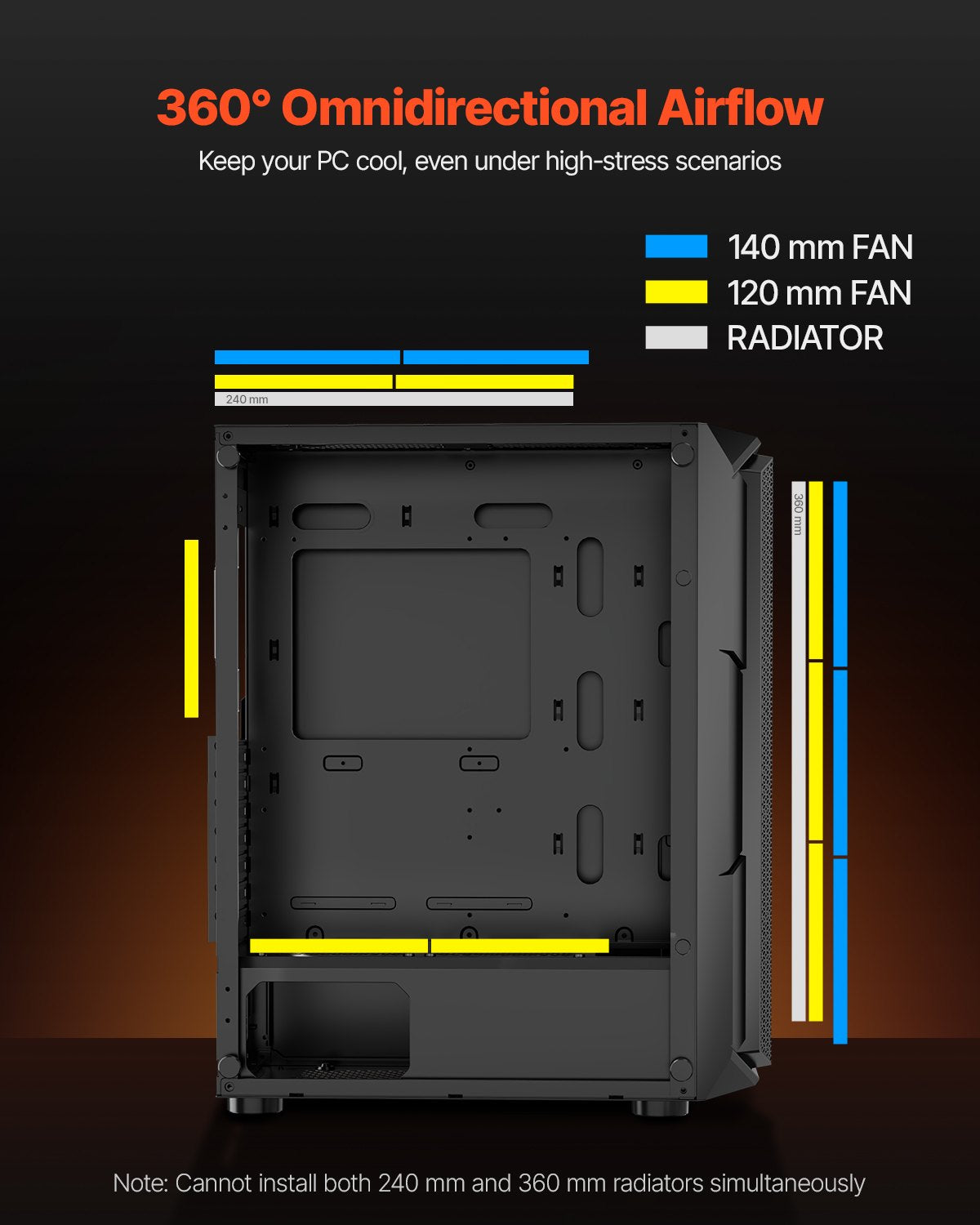 VEVOR Mid-Tower ATX PC Gaming Case Computer Case Box with 4 x 120 mm ARGB Fans
