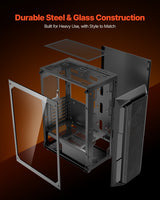 VEVOR Mid-Tower ATX PC Gaming Case Computer Case Box with 4 x 120 mm ARGB Fans - 45-Degree Angle