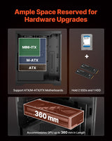 VEVOR PC Gaming Case Mid-Tower Computer Case with 2 Fans for ATX Motherboard - Side View