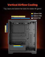 VEVOR PC Gaming Case Mid-Tower Computer Case with 2 Fans for ATX Motherboard - Top-Down View