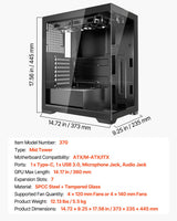 VEVOR PC Gaming Case Mid-Tower Computer Case with 2 Fans for ATX Motherboard - Close-Up Angle