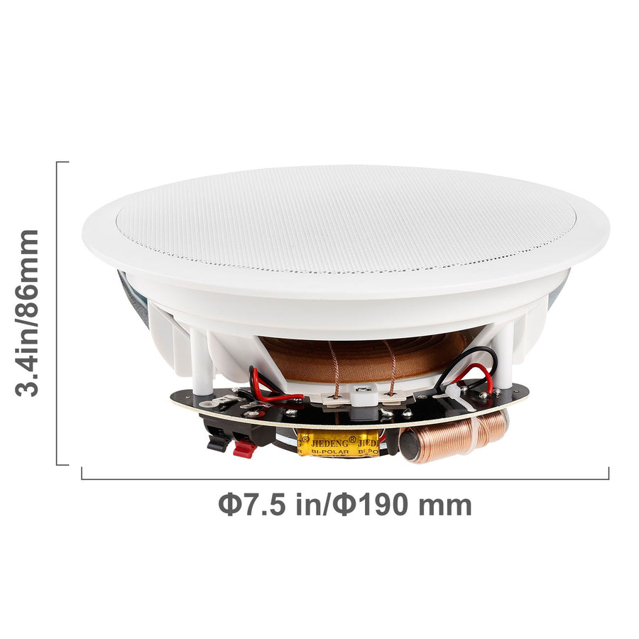 165.1 mm in Ceiling Speakers, 150-Watts, Flush Mount Ceiling & in-Wall Speakers System with 8ΩImpedance 89dB Sensitivity, for Home Kitchen Living Room Bedroom or Covered Outdoor Porches, Single