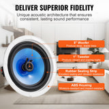 VEVOR 2 PCs 203.2 mm in Ceiling Speakers, 50-Watts, Flush Mount Ceiling & in-Wall Speakers System with Impedance 89dB Sensitivity, for Home Kitchen