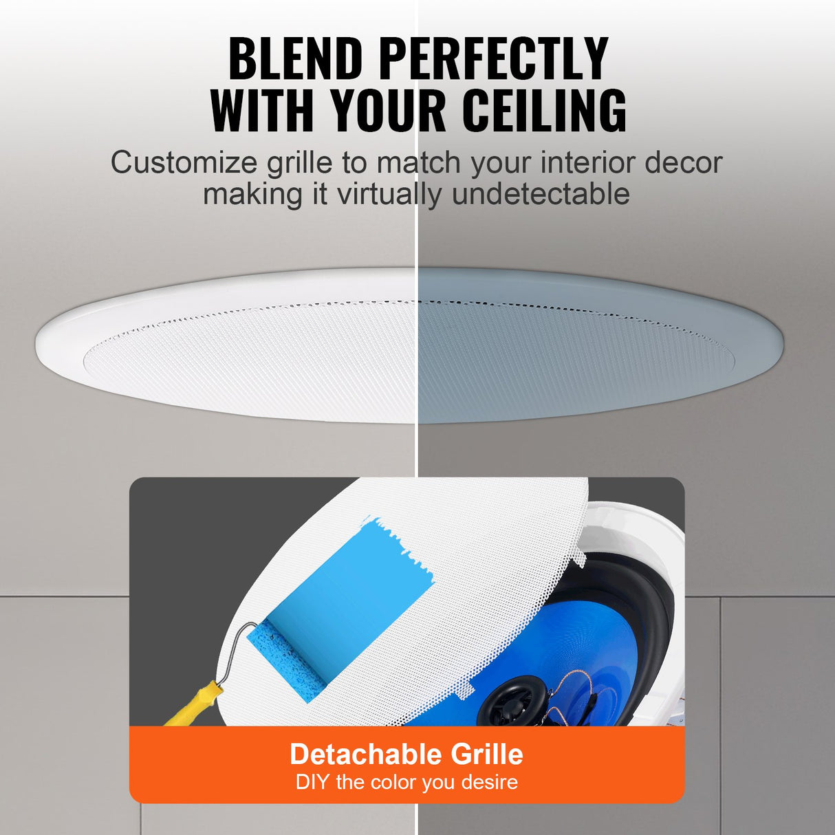 VEVOR 2 PCs 203.2 mm in Ceiling Speakers, 50-Watts, Flush Mount Ceiling & in-Wall Speakers System with Impedance 89dB Sensitivity, for Home Kitchen