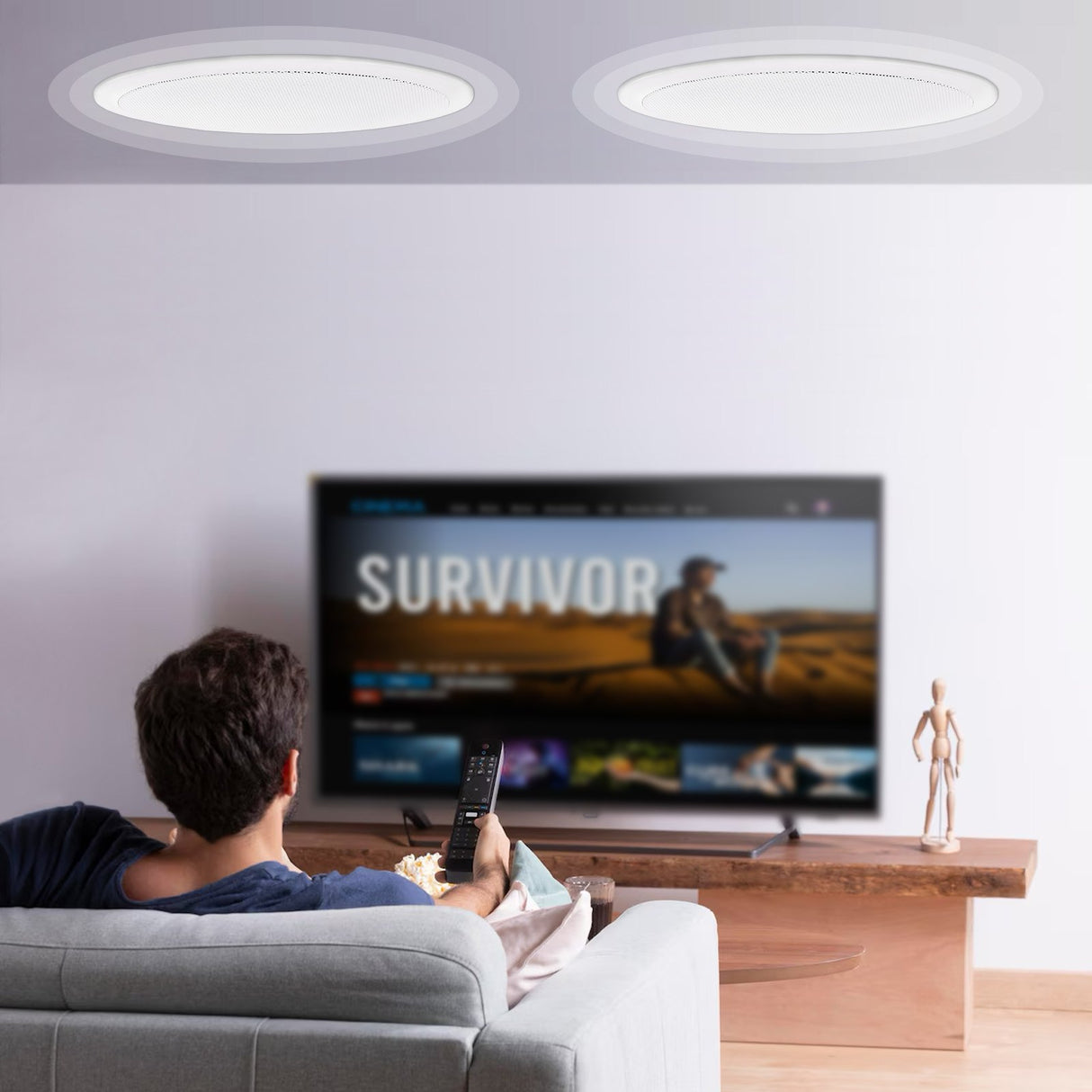 VEVOR 2 PCs 203.2 mm in Ceiling Speakers, 50-Watts, Flush Mount Ceiling & in-Wall Speakers System with Impedance 89dB Sensitivity, for Home Kitchen