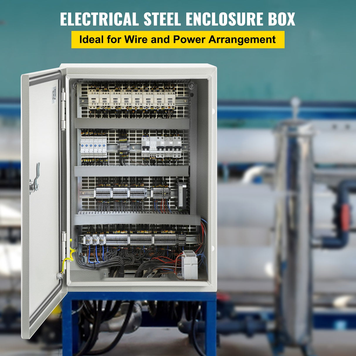 VEVOR NEMA Steel Enclosure ,12 x 8 x 6'' NEMA 4X Steel Electrical Box, IP66 Waterproof & Dustproof, Outdoor/Indoor Electrical Junction Box, with