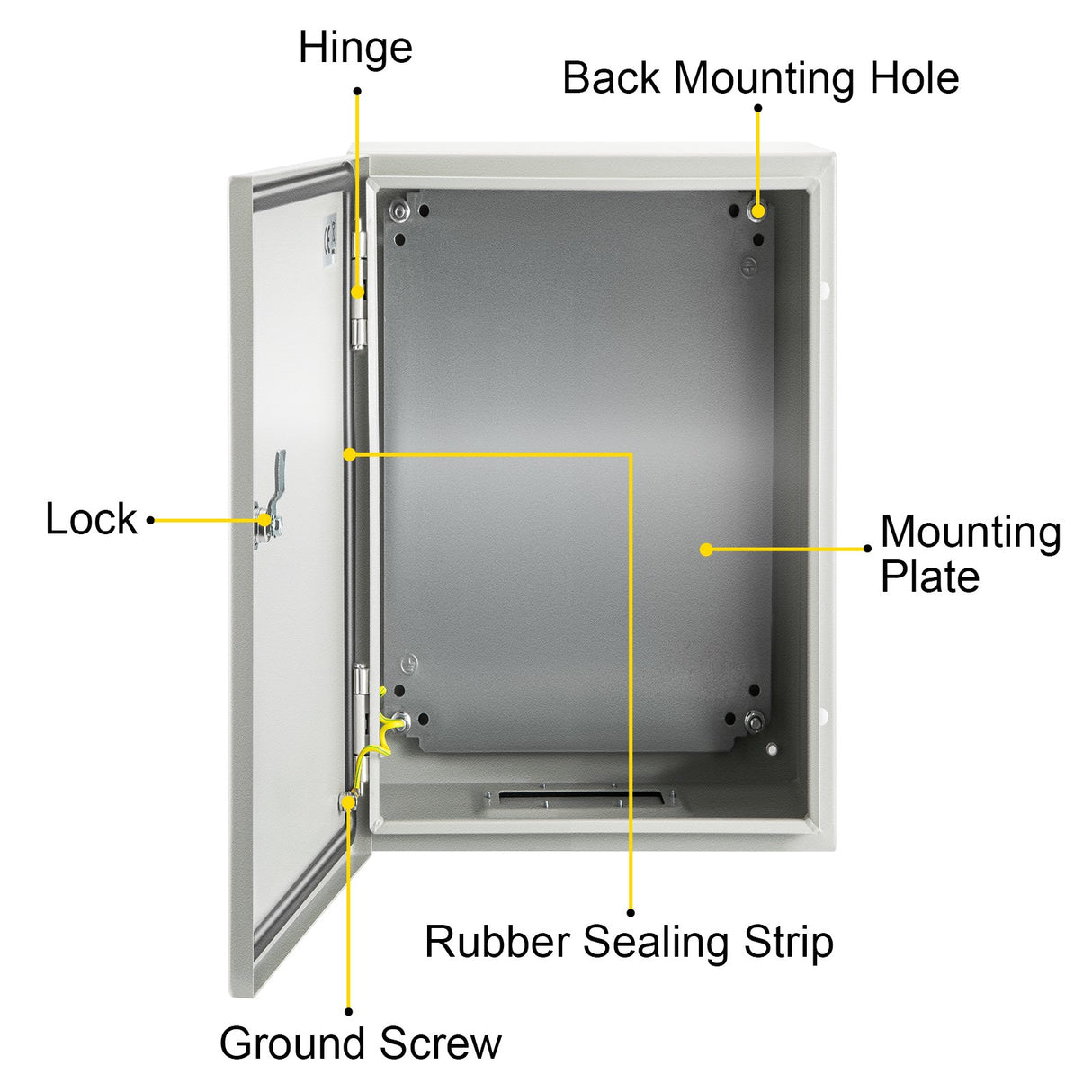 VEVOR NEMA Steel Enclosure ,12 x 8 x 6'' NEMA 4X Steel Electrical Box, IP66 Waterproof & Dustproof, Outdoor/Indoor Electrical Junction Box, with