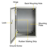 VEVOR NEMA Steel Enclosure ,12 x 8 x 6'' NEMA 4X Steel Electrical Box, IP66 Waterproof & Dustproof, Outdoor/Indoor Electrical Junction Box, with