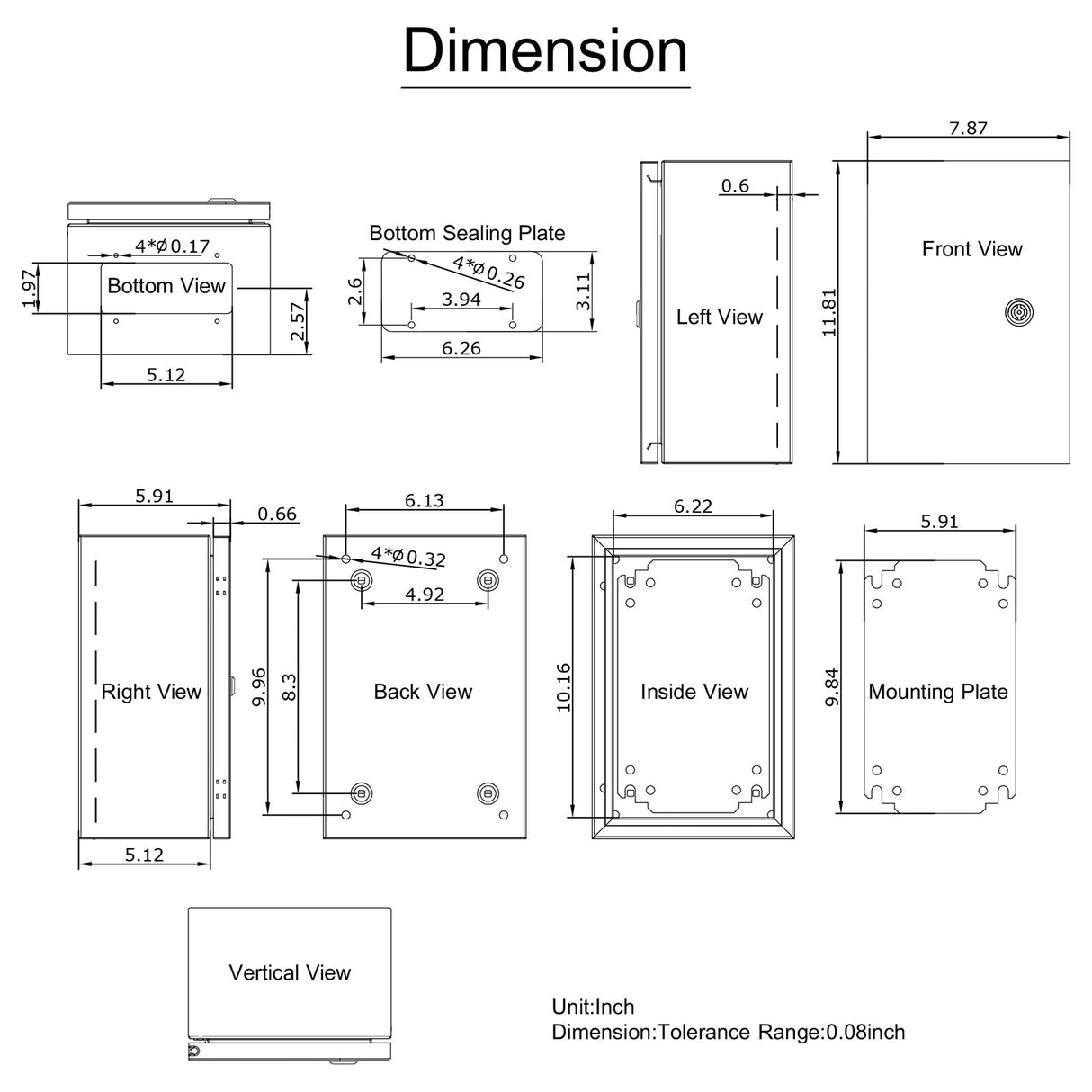 VEVOR NEMA Steel Enclosure ,12 x 8 x 6'' NEMA 4X Steel Electrical Box, IP66 Waterproof & Dustproof, Outdoor/Indoor Electrical Junction Box, with
