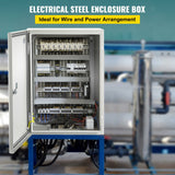 VEVOR Steel Electrical Box 16'' x 12'' x 8'' Electrical Enclosure Box, Carbon Steel Hinged Junction Box, IP65 Weatherproof Metal Box Wall-Mounted Electronic Equipment Enclosure Box with Mounting Plate