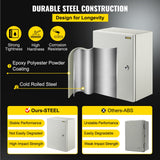 VEVOR Steel Electrical Box 16'' x 12'' x 8'' Electrical Enclosure Box, Carbon Steel Hinged Junction Box, IP65 Weatherproof Metal Box Wall-Mounted Electronic Equipment Enclosure Box with Mounting Plate