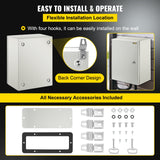 VEVOR Steel Electrical Box 16'' x 12'' x 8'' Electrical Enclosure Box, Carbon Steel Hinged Junction Box, IP65 Weatherproof Metal Box Wall-Mounted Electronic Equipment Enclosure Box with Mounting Plate