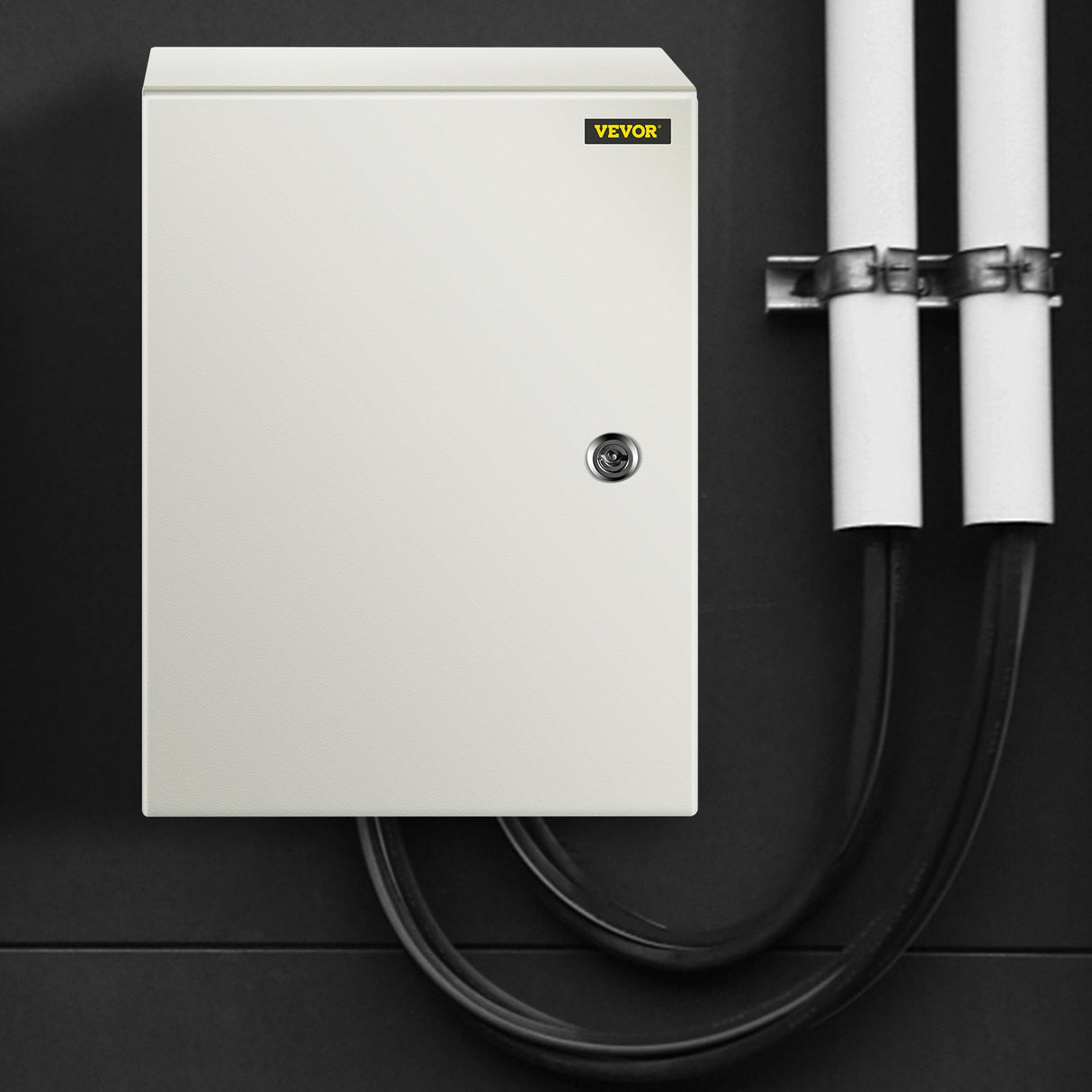 VEVOR Steel Electrical Box 16'' x 12'' x 8'' Electrical Enclosure Box, Carbon Steel Hinged Junction Box, IP65 Weatherproof Metal Box Wall-Mounted Electronic Equipment Enclosure Box with Mounting Plate