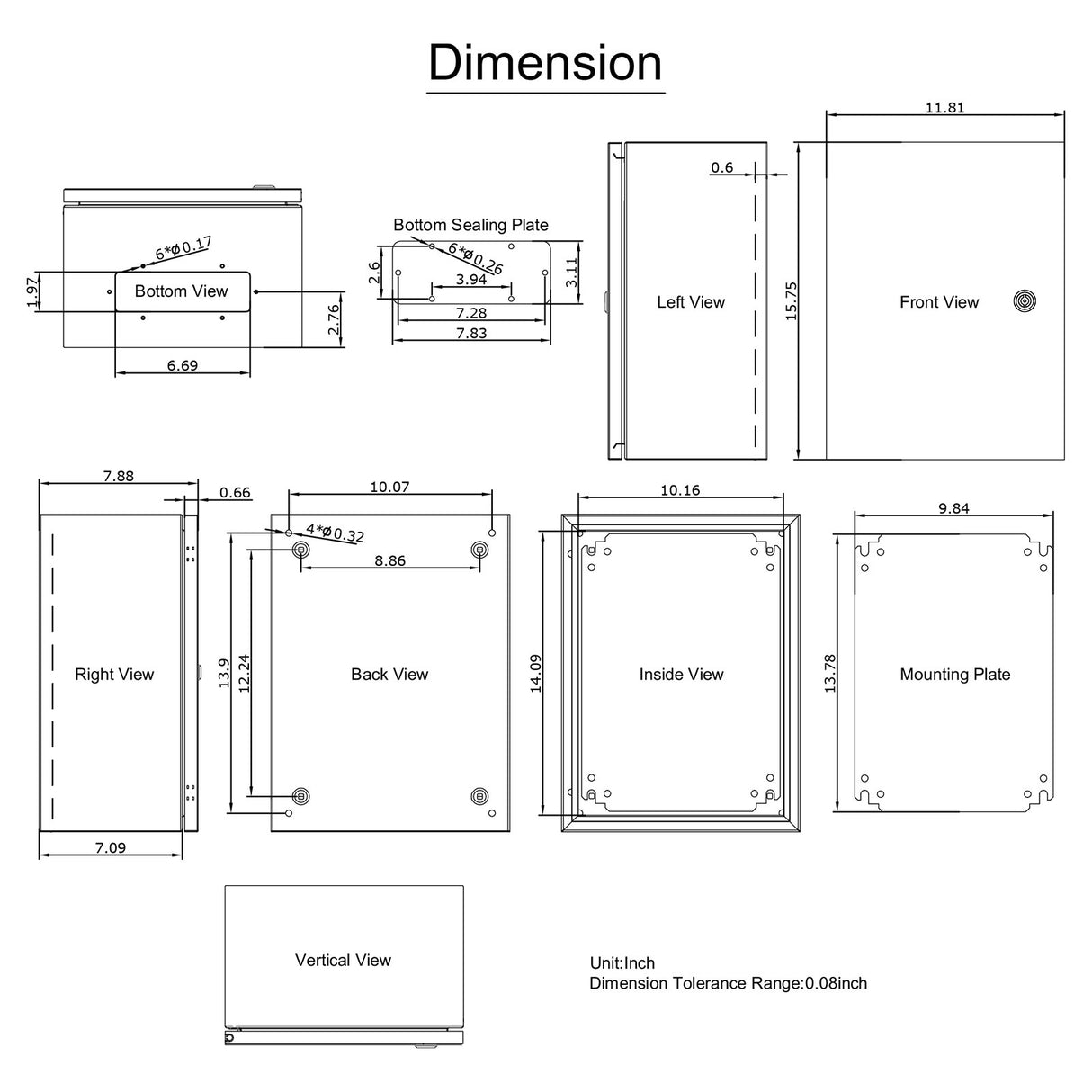VEVOR Steel Electrical Box 16'' x 12'' x 8'' Electrical Enclosure Box, Carbon Steel Hinged Junction Box, IP65 Weatherproof Metal Box Wall-Mounted Electronic Equipment Enclosure Box with Mounting Plate
