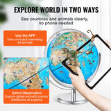 VEVOR Educational Globe for Kids, 254 mm, Interactive AR World Globe with AR Golden Globe APP LED Night Lighting Rotation, STEM Toy Gifts for Kids