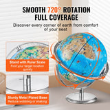 VEVOR Educational Globe for Kids, 254 mm, Interactive AR World Globe with AR Golden Globe APP LED Night Lighting Rotation, STEM Toy Gifts for Kids Compatible with Android or iOS Devices - Rear View