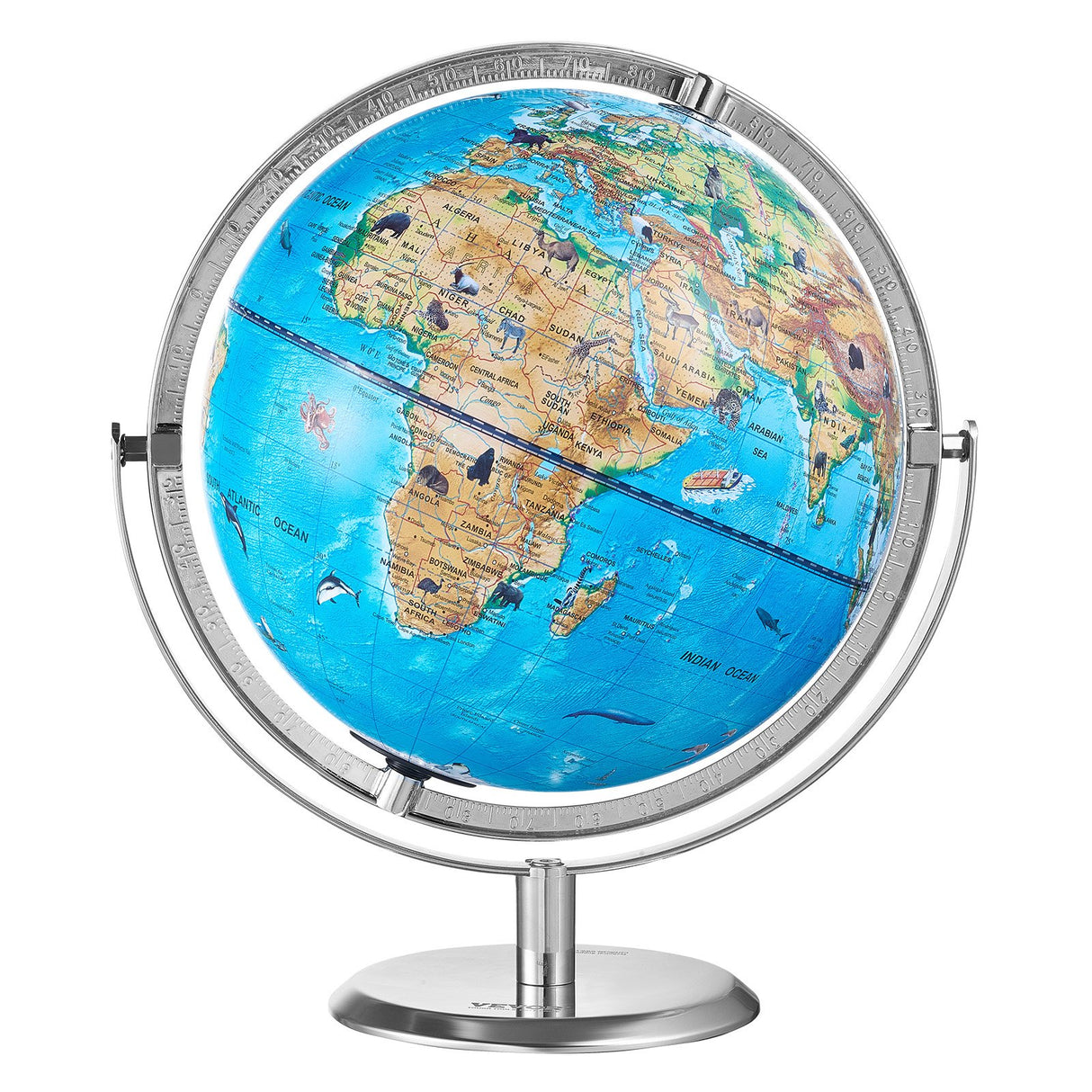VEVOR Educational Globe for Kids, 254 mm, Interactive AR World Globe with AR Golden Globe APP LED Night Lighting Rotation, STEM Toy Gifts for Kids Compatible with Android or iOS Devices