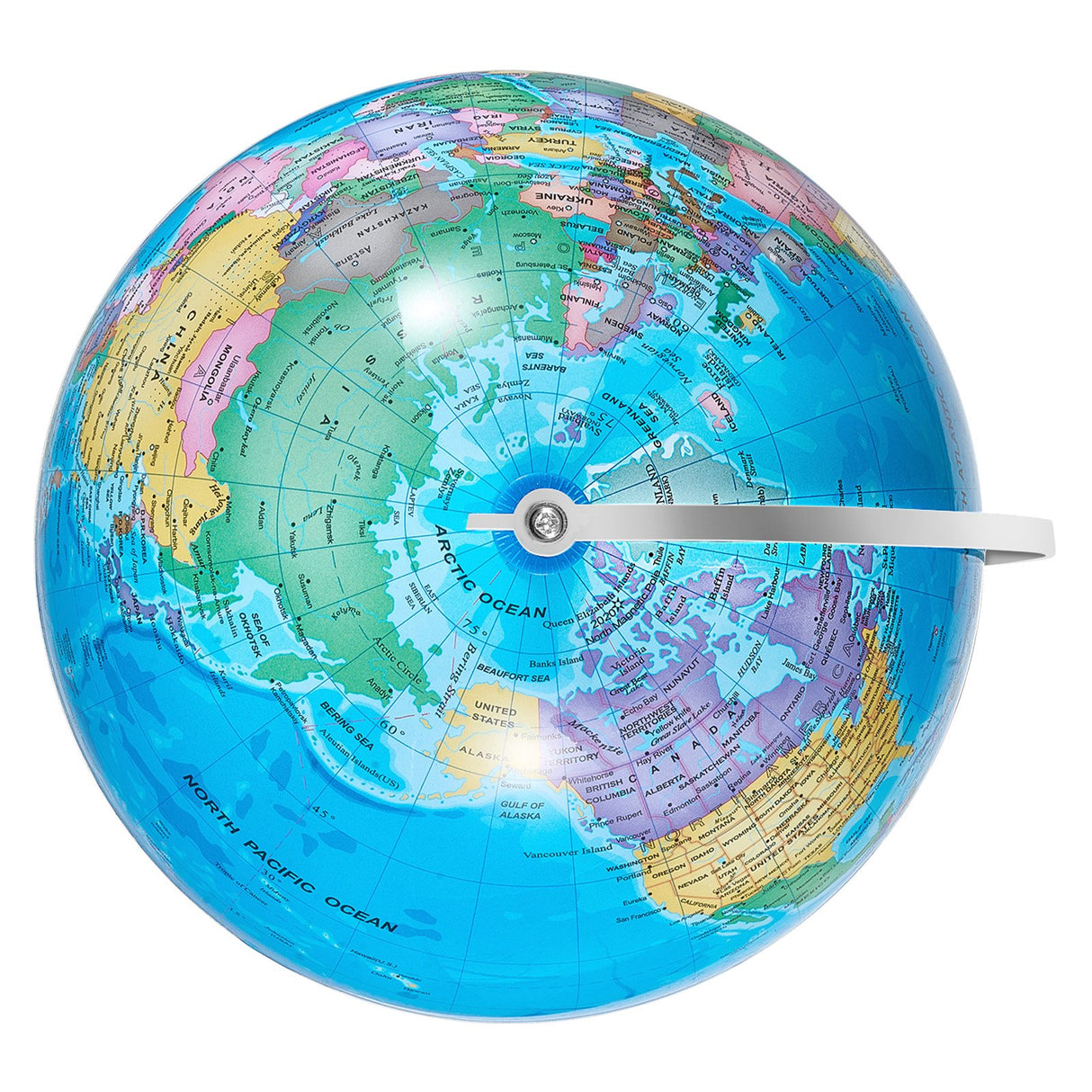 Rotating World Globe with Stand, 203.2 mm, Educational Geographic Globe with Precise Time Zone ABS Material, 360° Spinning Globe for Kids Children Learning Classroom Geography Education