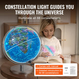 VEVOR Illuminated World Globe with Stand, 330.2 mm, Educational Earth Globe with Stable Heavy Metal Base and LED Constellation Night Light HD Printed Map, Spinning for Kids Classroom Learning - Side View