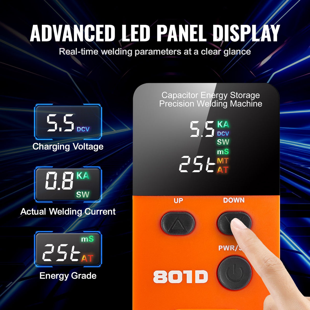 VEVOR 801D Battery Spot Welder 14.5KW Capacitor Energy Storage Pulse Spot Welder