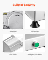 VEVOR Meat Slicer 180W 250 mm Electric Deli Food Slicer for Meat Bread Cheese - Rear View
