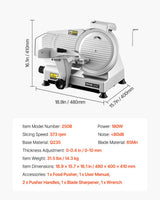 VEVOR Meat Slicer 180W 250 mm Electric Deli Food Slicer for Meat Bread Cheese - Close-Up Angle
