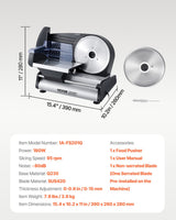 VEVOR Meat Slicer 180W 190 mm Electric Deli Food Slicer for Meat Bread Cheese - Close-Up Angle