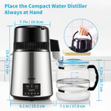 VEVOR 4L Water Distiller Distilled Water Maker 1 L/H w/ Timing Dual-Temp Silver - Rear View