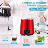 VEVOR 4L Water Distiller Distilled Water Maker 1 L/H w/ Timing Dual Temp Red