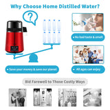 VEVOR 4L Water Distiller Distilled Water Maker 1 L/H w/ Timing Dual Temp Red - 45-Degree Angle