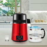 VEVOR 4L Water Distiller Distilled Water Maker 1 L/H w/ Timing Dual Temp Red