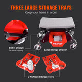 VEVOR Mechanic Stool Creeper Seat 300lb Rolling Shop Stool with Tool Trays - Top-Down View