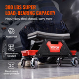 VEVOR Mechanic Stool Creeper Seat 300lb Rolling Shop Stool with Tool Trays - 45-Degree Angle