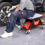 VEVOR Mechanic Stool Creeper Seat 300lb Rolling Shop Stool with Tool Trays - Low Angle