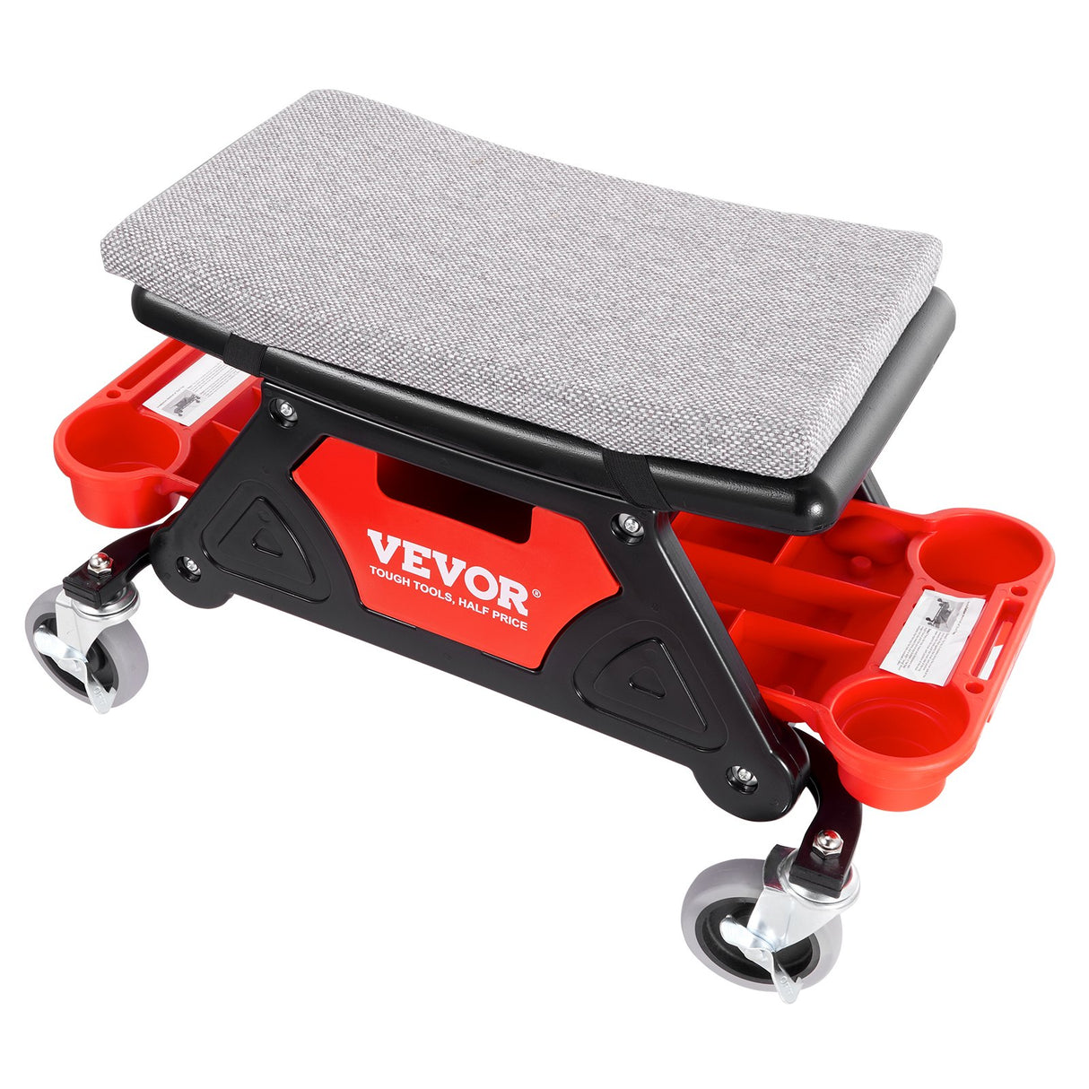 VEVOR Mechanic Stool Creeper Seat 300lb Rolling Shop Stool with Tool Trays