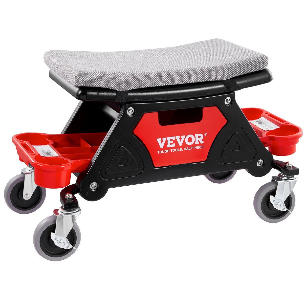 VEVOR Mechanic Stool Creeper Seat 300lb Rolling Shop Stool with Tool Trays