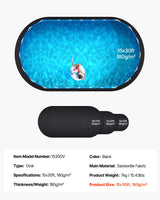 VEVOR Oval Pool Liner Pad, 15 x 30 ft Pool Liner Pad for Above Ground Swimming Pools, Extra-Thick Pool Mat, Prevents Punctures, Recycled Geotextile Material Underlayment Pad, Extend Liner Life - Close-Up Angle