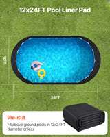 Oval Pool Liner Pad, 12 x 24 ft Pool Liner Pad for Above Ground Swimming Pools, Extra-Thick Pool Mat, Prevents Punctures, Recycled Geotextile Material Underlayment Pad, Extend Liner Life - 45-Degree Angle