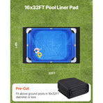 Rectangle Pool Liner Pad, 16 x 32 ft Pool Liner Pad for Above Ground Swimming Pools, Extra-Thick Pool Mat, Prevents Punctures, Recycled Geotextile Material Underlayment Pad, Extend Liner Life