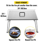 VEVOR Fire Pit Heat Deflector Fire Pit Pan Cover Stainless Steel Foldable Legs - Side View