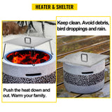 VEVOR Fire Pit Heat Deflector Fire Pit Pan Cover Stainless Steel Foldable Legs - Top-Down View