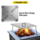 VEVOR Fire Pit Heat Deflector Fire Pit Pan Cover Stainless Steel Foldable Legs - 45-Degree Angle