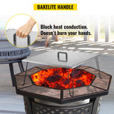 VEVOR Fire Pit Heat Deflector Fire Pit Pan Cover Stainless Steel Foldable Legs - Rear View