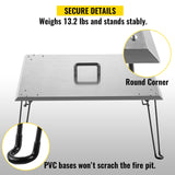 VEVOR Fire Pit Heat Deflector Fire Pit Pan Cover Stainless Steel Foldable Legs - Close-Up Angle