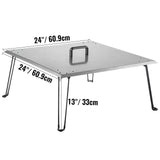 VEVOR Fire Pit Heat Deflector Fire Pit Pan Cover Stainless Steel Foldable Legs - Low Angle