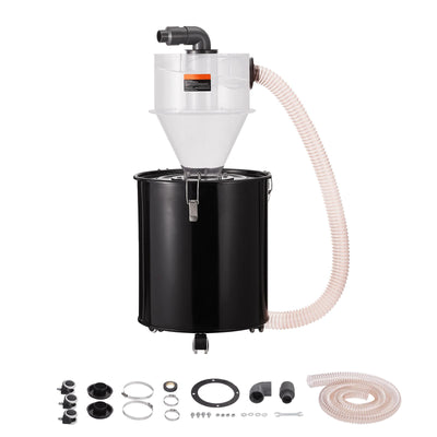 Cyclone Dust Separator with Metal Tank, 4" Retrofit Cyclone Separator for Dust Collectors, ABS Dust Deputy With 2" Hole O.D. Connector & Hose for Wet/Dry Shop Vacuums, Fits 50L Tank