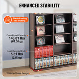 VEVOR Media Storage Cabinet, 9-layer DVD Shelf Holds up to 756 CDs, Adjustable CD Shelves 27 Compartments, Protects & Organizes Music, Movie, Video Games or Memorabilia Collections, Espresso - Side View
