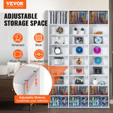 VEVOR Media Storage Cabinet, 9-layer DVD Shelf Holds up to 756 CDs, Adjustable CD Shelves 27 Compartments, Protects & Organizes Music, Movie, Video Games or Memorabilia Collections,White - Front View