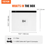 VEVOR Light Board, B4 LED Light Pad Ultra-Thin Portable Light Box, USB Powered Light Table for Art Tracing, Light Box for Diamond Painting, Animation, Sketching, Drawing, Stenciling, Artists (Black) - Close-Up Angle